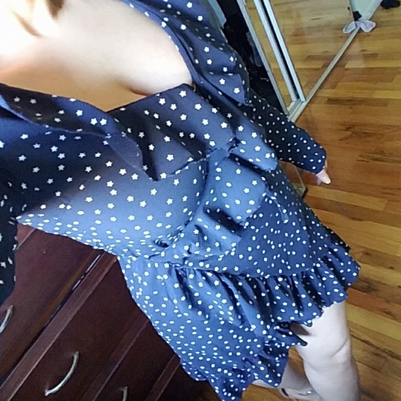 Blue ruffle dress with star pattern - Picture 3 of 3